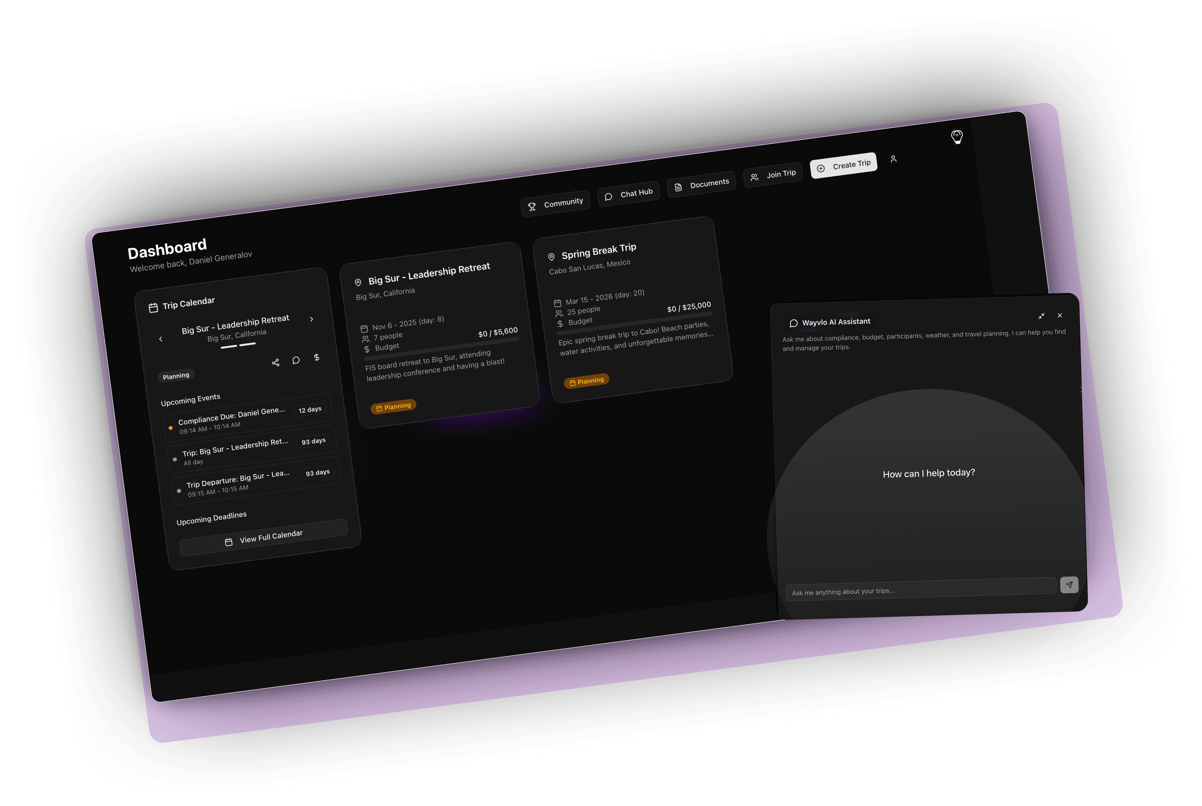 TripChief platform interface